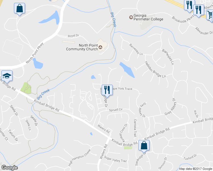 map of restaurants, bars, coffee shops, grocery stores, and more near 3522 Cape York Trace in Alpharetta