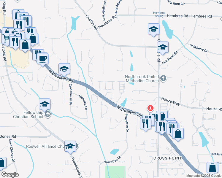 map of restaurants, bars, coffee shops, grocery stores, and more near 5006 Lexington Drive in Roswell