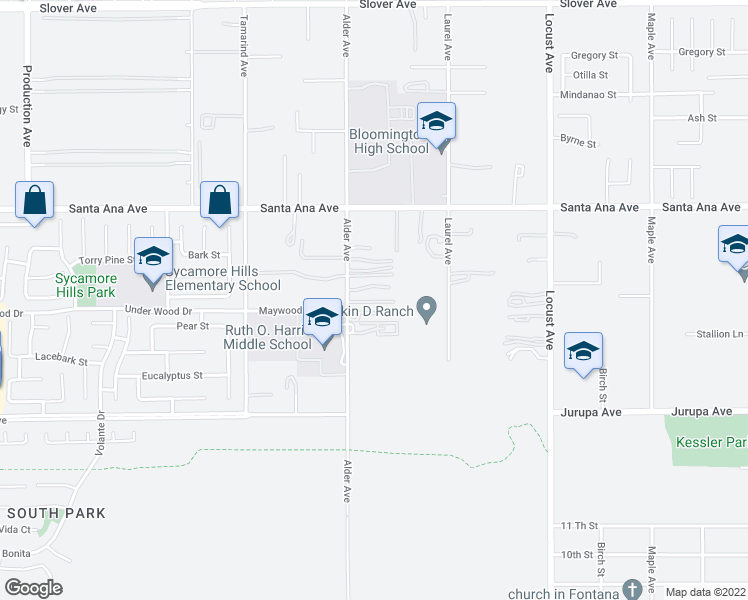 map of restaurants, bars, coffee shops, grocery stores, and more near 11079 Alder Avenue in Bloomington