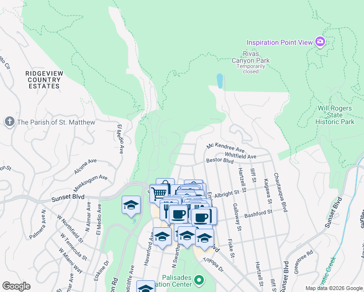 map of restaurants, bars, coffee shops, grocery stores, and more near 15312 Mc Kendree Avenue in Los Angeles