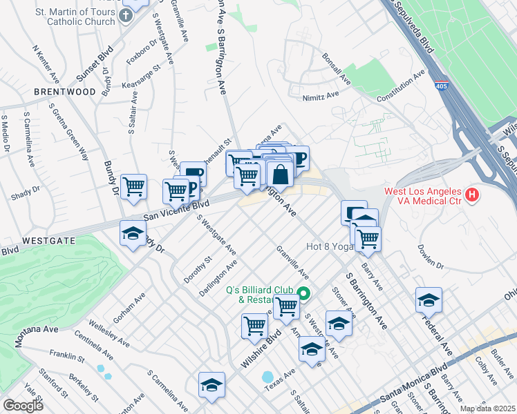map of restaurants, bars, coffee shops, grocery stores, and more near in Los Angeles
