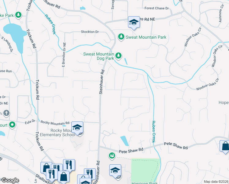 map of restaurants, bars, coffee shops, grocery stores, and more near 4320 Arbor Bridge Drive in Marietta