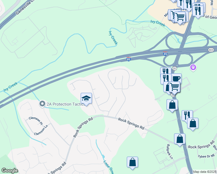 map of restaurants, bars, coffee shops, grocery stores, and more near 3332 Sentinel Circle in Lawrenceville