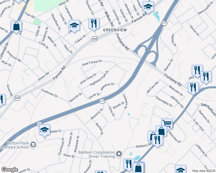 map of restaurants, bars, coffee shops, grocery stores, and more near 4019 Maurice Street in Columbia