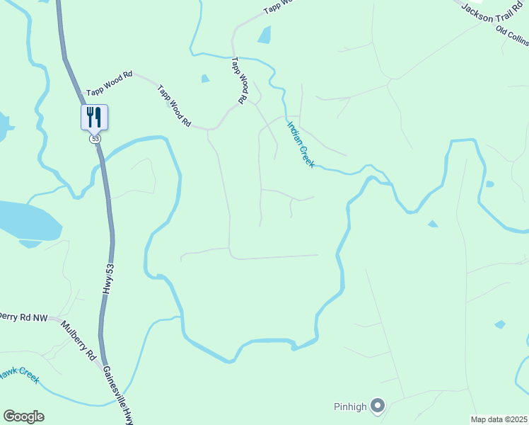 map of restaurants, bars, coffee shops, grocery stores, and more near 443 Races Road in Hoschton