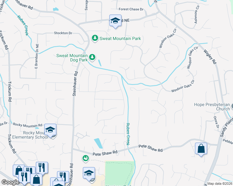 map of restaurants, bars, coffee shops, grocery stores, and more near 2590 North Arbor Trail in Marietta