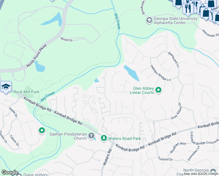 map of restaurants, bars, coffee shops, grocery stores, and more near 3522 Cape York Trace in Alpharetta