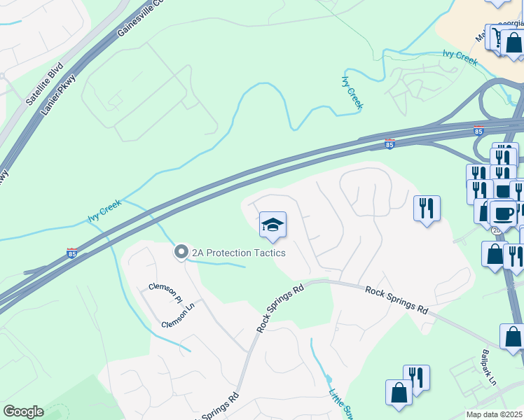 map of restaurants, bars, coffee shops, grocery stores, and more near 3063 Grace Court in Lawrenceville