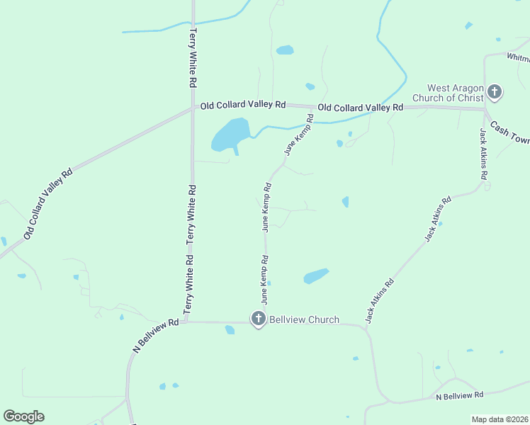 map of restaurants, bars, coffee shops, grocery stores, and more near June Kemp Road in Aragon