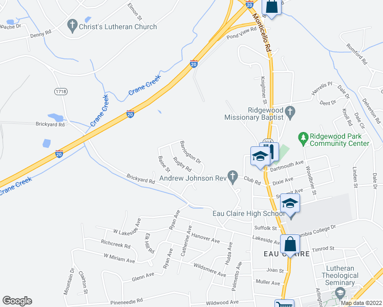 map of restaurants, bars, coffee shops, grocery stores, and more near 5004 Barrington Drive in Columbia