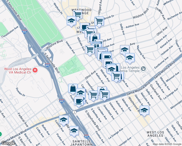 map of restaurants, bars, coffee shops, grocery stores, and more near in Los Angeles