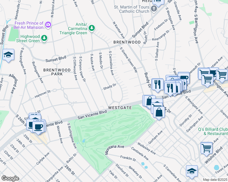 map of restaurants, bars, coffee shops, grocery stores, and more near 306 South Medio Drive in Los Angeles