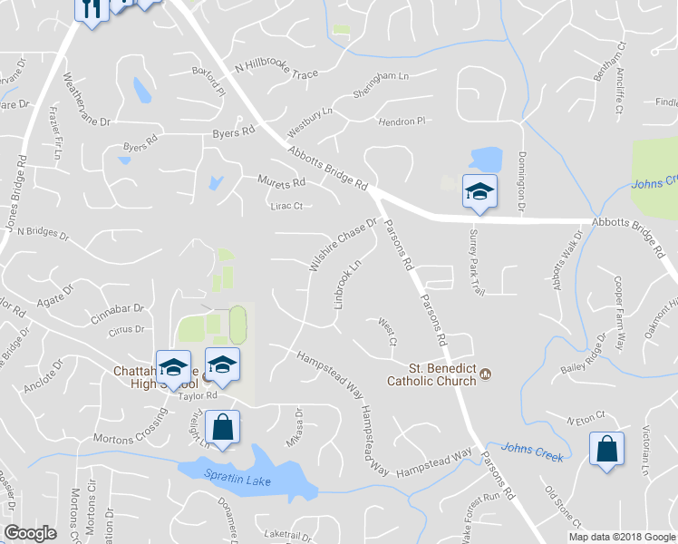 map of restaurants, bars, coffee shops, grocery stores, and more near 11170 Linbrook Lane in Duluth