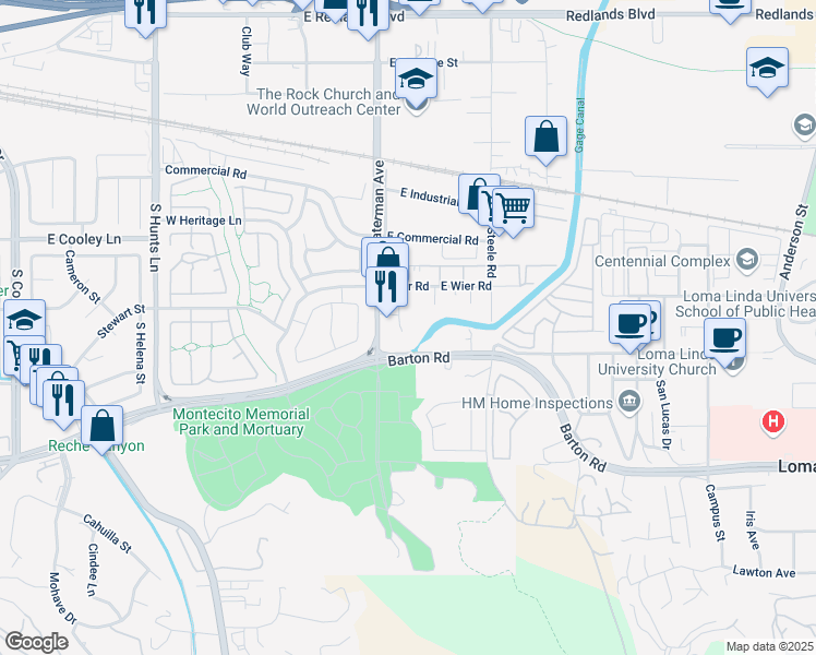 map of restaurants, bars, coffee shops, grocery stores, and more near 2665 Tungsten Court in San Bernardino