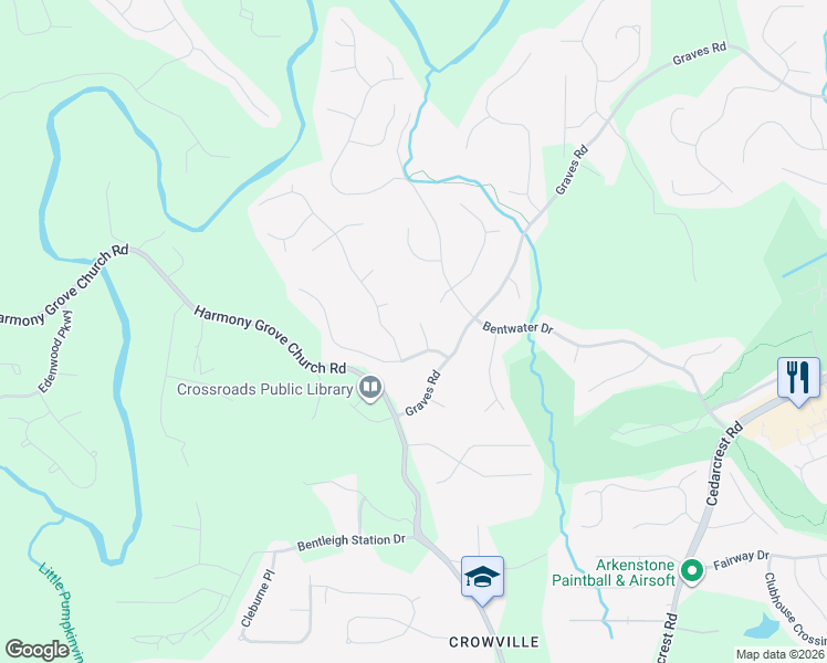 map of restaurants, bars, coffee shops, grocery stores, and more near 40 Newcomb Trce in Acworth