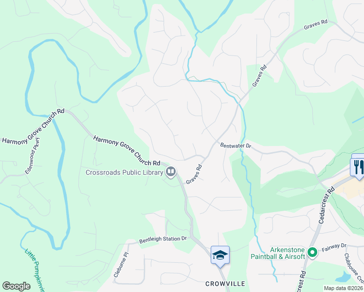 map of restaurants, bars, coffee shops, grocery stores, and more near 62 Thunder Ridge Drive in Acworth