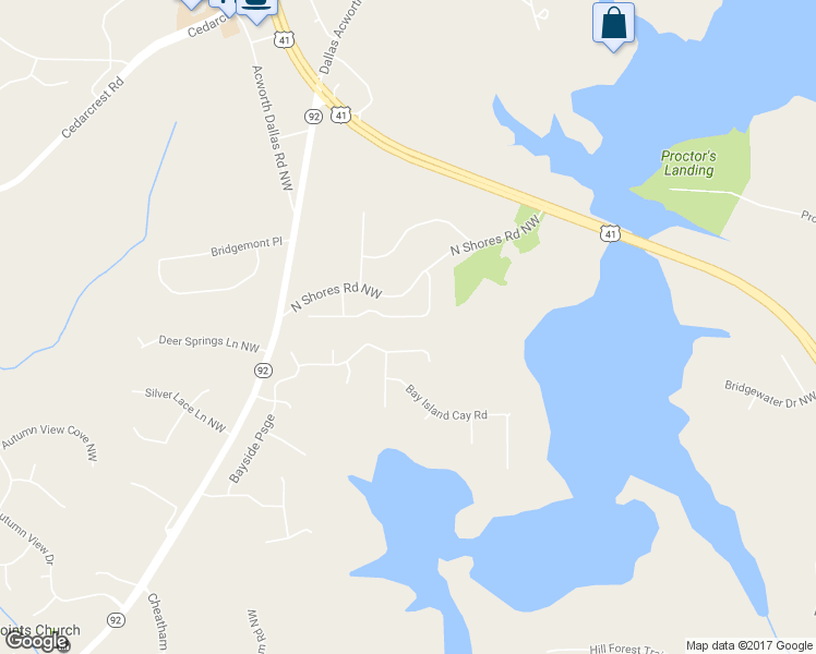 map of restaurants, bars, coffee shops, grocery stores, and more near 4111 Falcon Shores Court Northwest in Acworth
