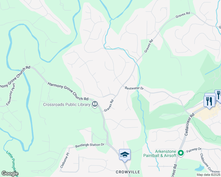 map of restaurants, bars, coffee shops, grocery stores, and more near 40 Newcomb Trce in Acworth
