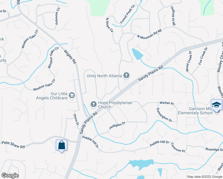 map of restaurants, bars, coffee shops, grocery stores, and more near 3443 Highborne Connector NE in Marietta
