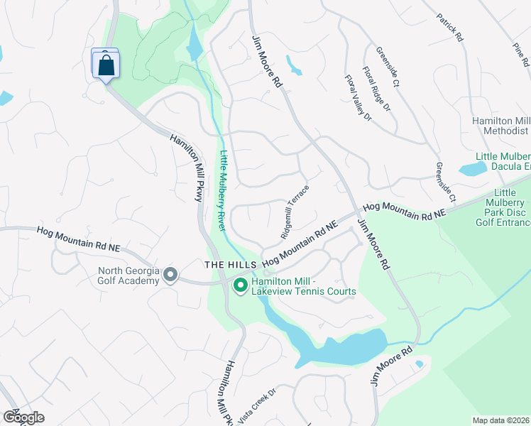 map of restaurants, bars, coffee shops, grocery stores, and more near 1734 Praters Point in Dacula