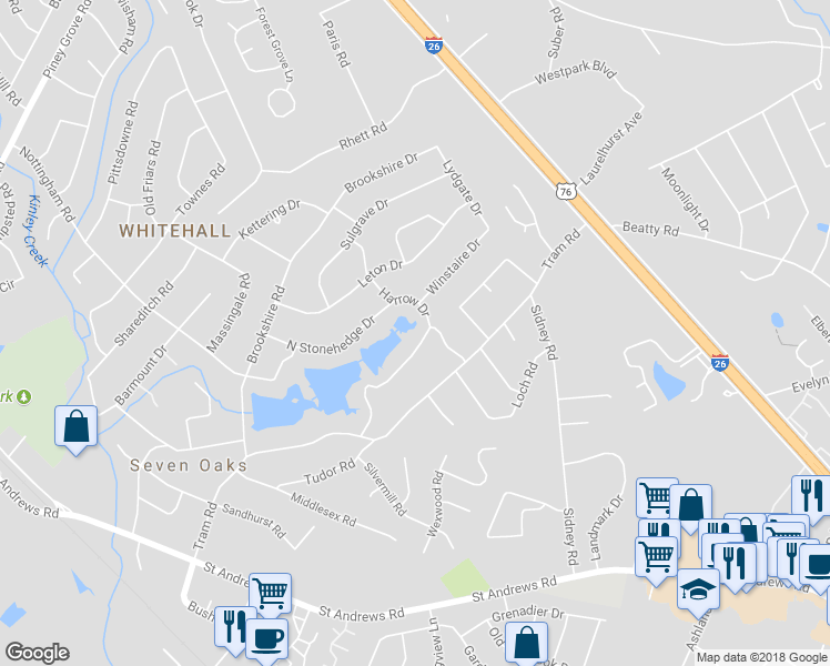 map of restaurants, bars, coffee shops, grocery stores, and more near 365 South Stonehedge Drive in Columbia