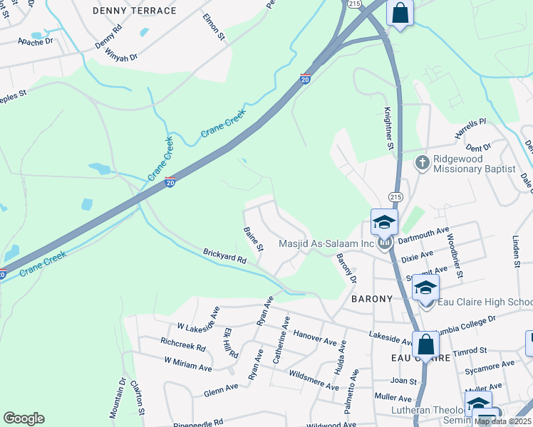 map of restaurants, bars, coffee shops, grocery stores, and more near 5034 Rugby Road in Columbia