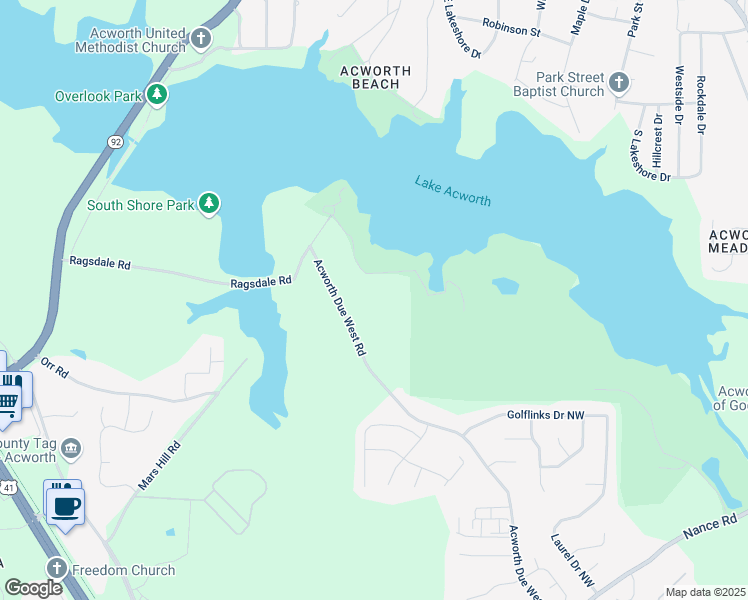 map of restaurants, bars, coffee shops, grocery stores, and more near 4056 Acworth Due West Road Northwest in Kennesaw