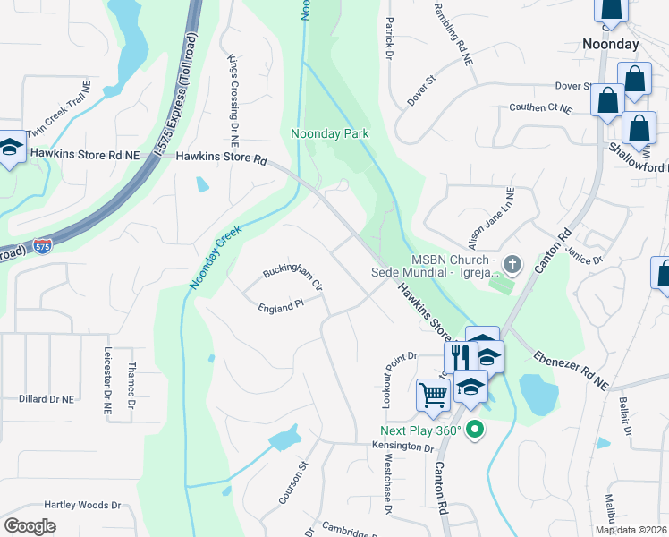 map of restaurants, bars, coffee shops, grocery stores, and more near 558 Charing Cross Drive in Marietta