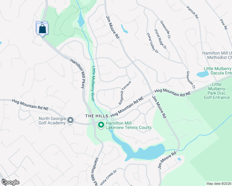 map of restaurants, bars, coffee shops, grocery stores, and more near 1734 Praters Point in Dacula
