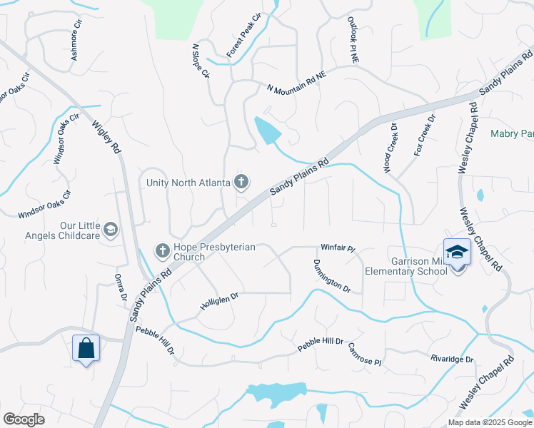 map of restaurants, bars, coffee shops, grocery stores, and more near 4259 Creek Haven Drive in Marietta