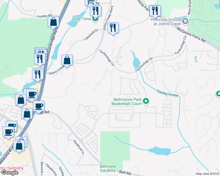 map of restaurants, bars, coffee shops, grocery stores, and more near 11370 Easthaven Place in Duluth