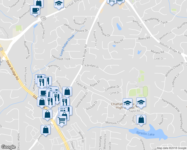 map of restaurants, bars, coffee shops, grocery stores, and more near 11160 Sea Lilly Drive in Alpharetta