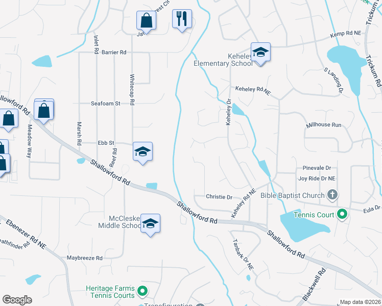 map of restaurants, bars, coffee shops, grocery stores, and more near 4330 Volnay Court in Marietta