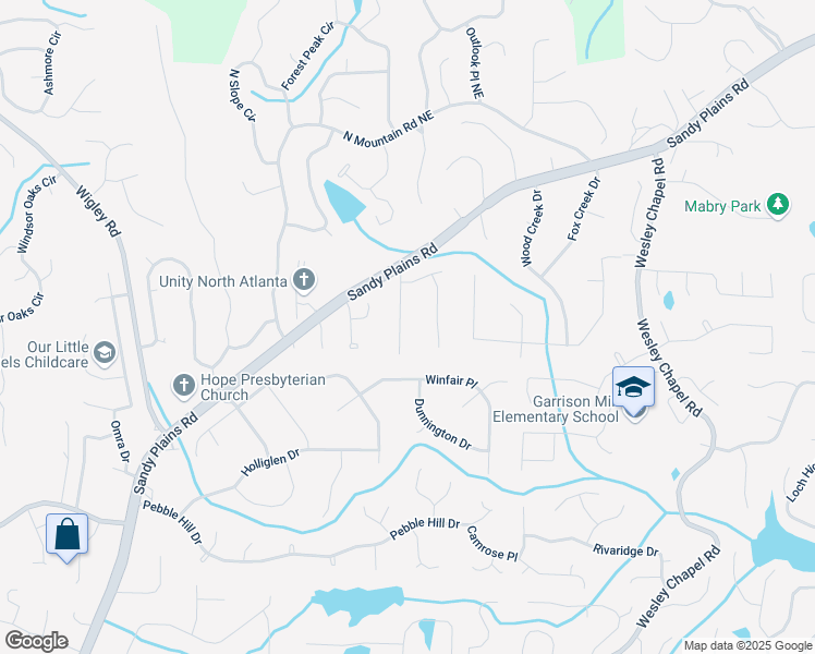 map of restaurants, bars, coffee shops, grocery stores, and more near 4240 Parnell Road in Marietta
