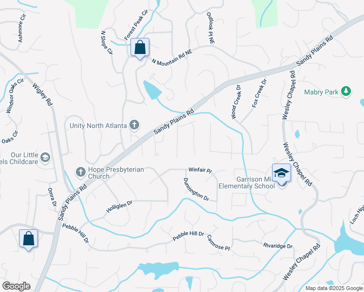 map of restaurants, bars, coffee shops, grocery stores, and more near 4240 Parnell Road in Marietta