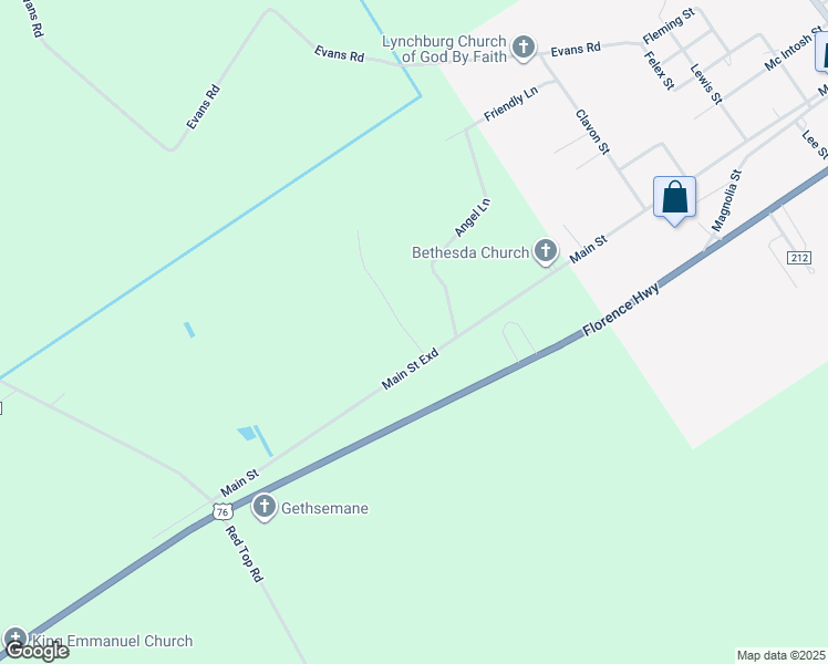 map of restaurants, bars, coffee shops, grocery stores, and more near 584 Main Street in Lynchburg