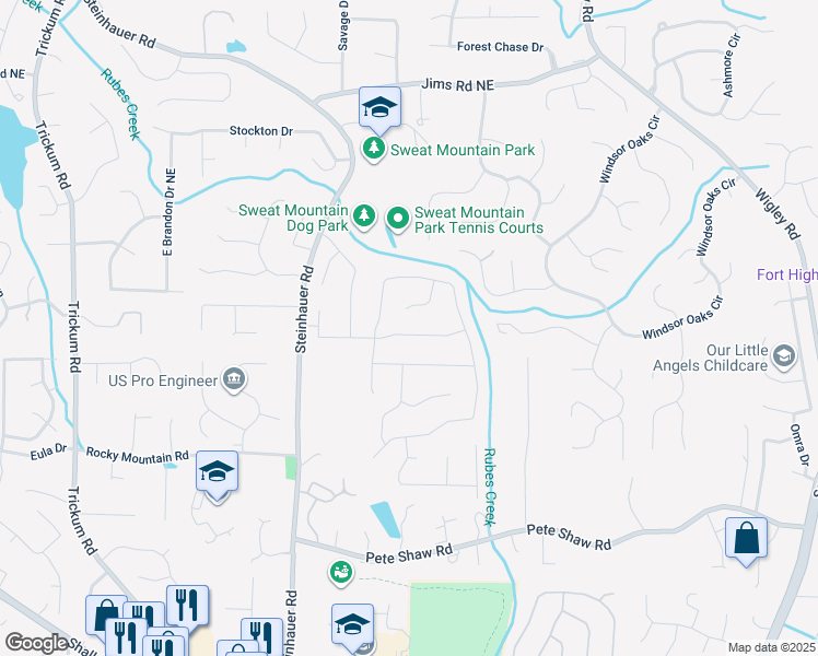 map of restaurants, bars, coffee shops, grocery stores, and more near 2577 North Arbor Trail in Marietta