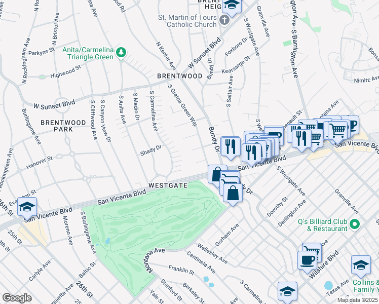 map of restaurants, bars, coffee shops, grocery stores, and more near 12236 Dunoon Lane in Los Angeles
