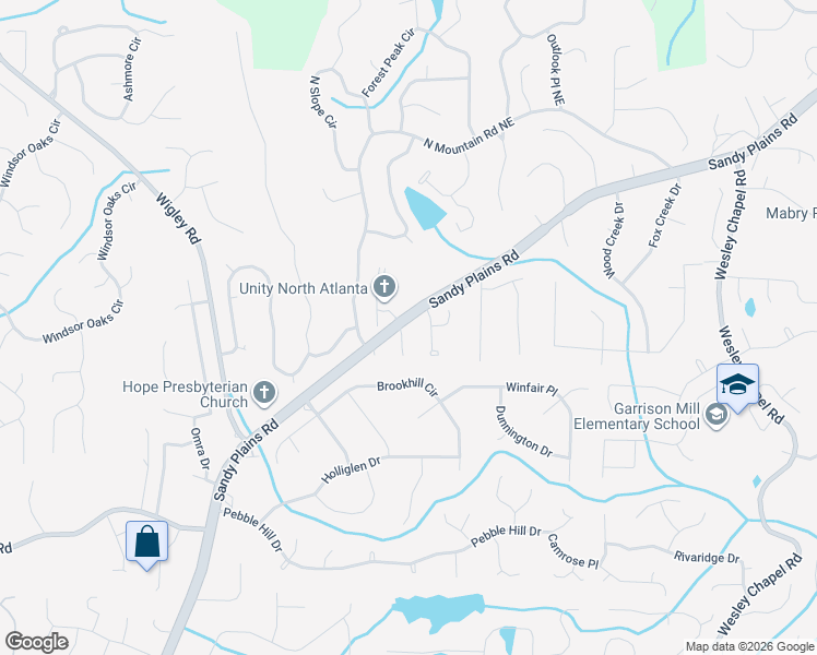 map of restaurants, bars, coffee shops, grocery stores, and more near 4240 Arley Court Northeast in Marietta