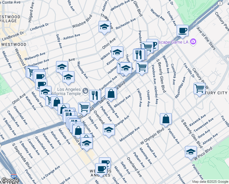 map of restaurants, bars, coffee shops, grocery stores, and more near in Los Angeles
