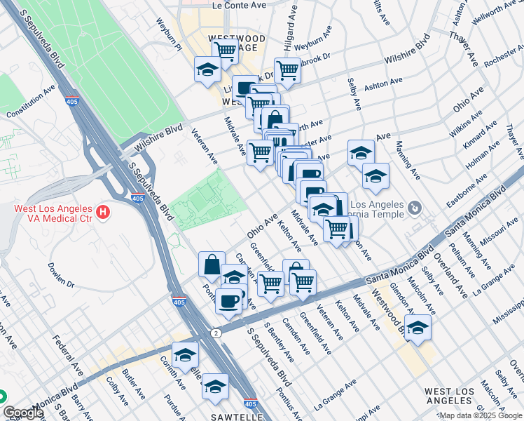 map of restaurants, bars, coffee shops, grocery stores, and more near in Los Angeles