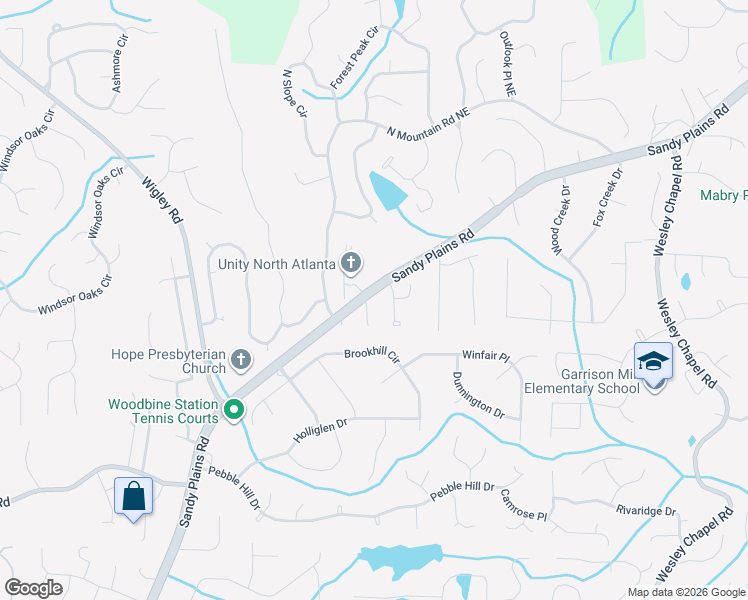 map of restaurants, bars, coffee shops, grocery stores, and more near 4240 Arley Court Northeast in Marietta