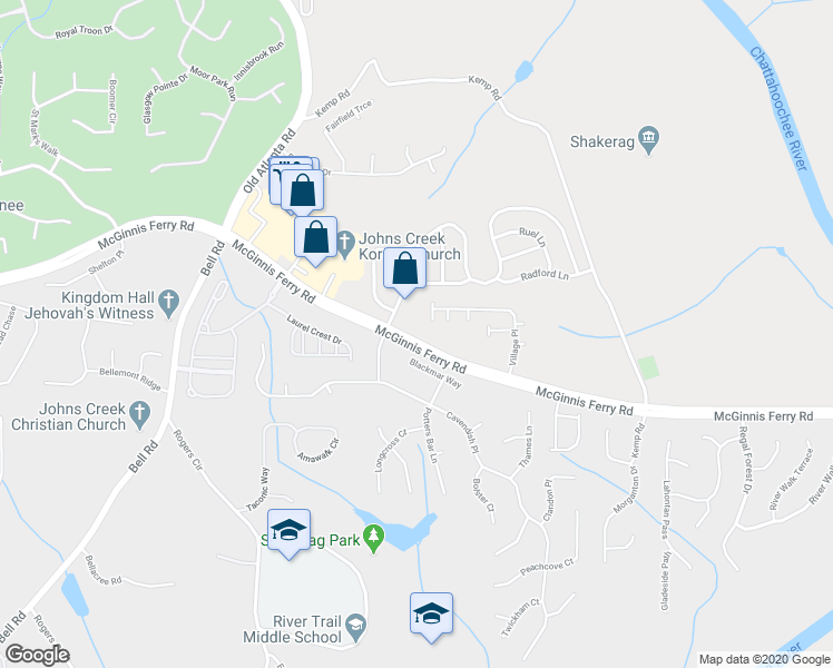 map of restaurants, bars, coffee shops, grocery stores, and more near 7915 McGinnis Ferry Road in Johns Creek