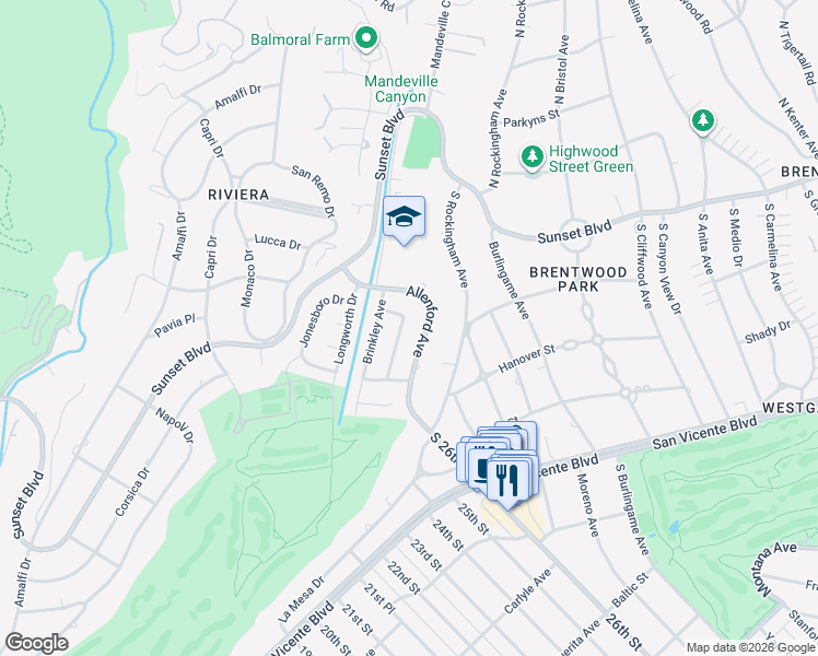 map of restaurants, bars, coffee shops, grocery stores, and more near 1404 Beckwith Avenue in Los Angeles