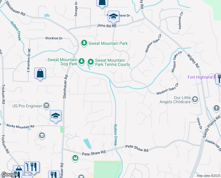 map of restaurants, bars, coffee shops, grocery stores, and more near 2592 North Arbor Trail in Marietta