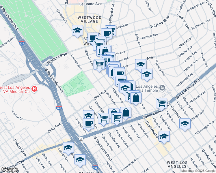 map of restaurants, bars, coffee shops, grocery stores, and more near in Los Angeles