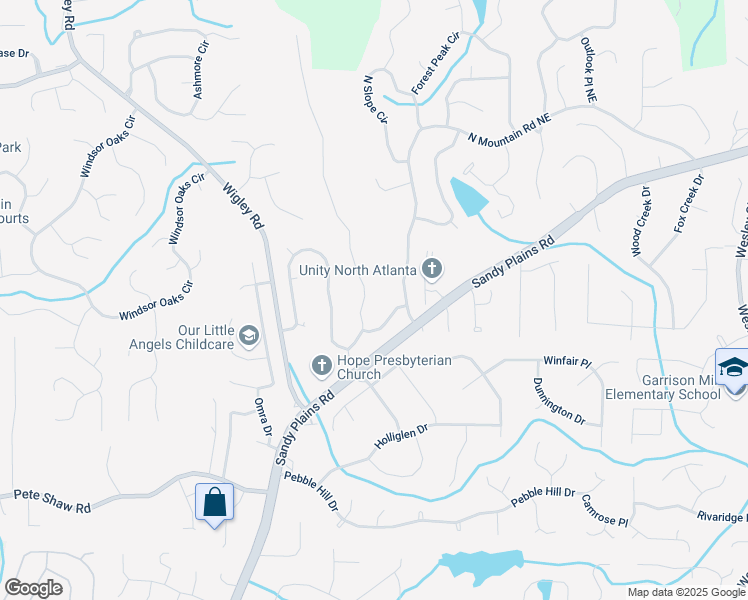 map of restaurants, bars, coffee shops, grocery stores, and more near 3443 Highborne Connector Northeast in Marietta