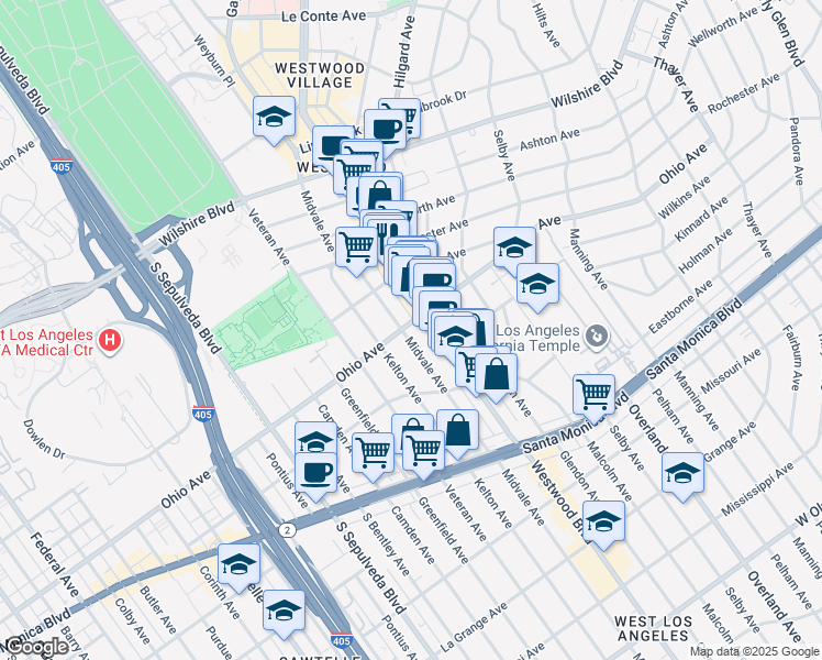 map of restaurants, bars, coffee shops, grocery stores, and more near in Los Angeles