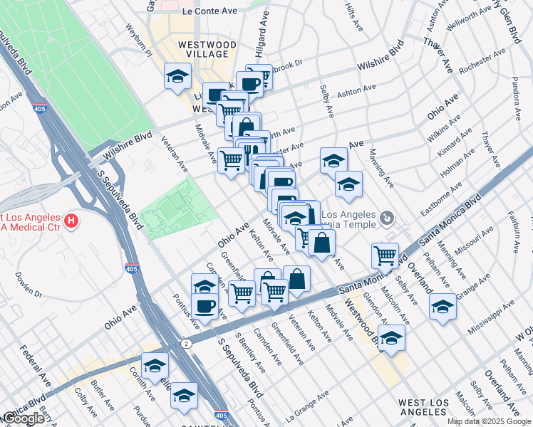 map of restaurants, bars, coffee shops, grocery stores, and more near in Los Angeles