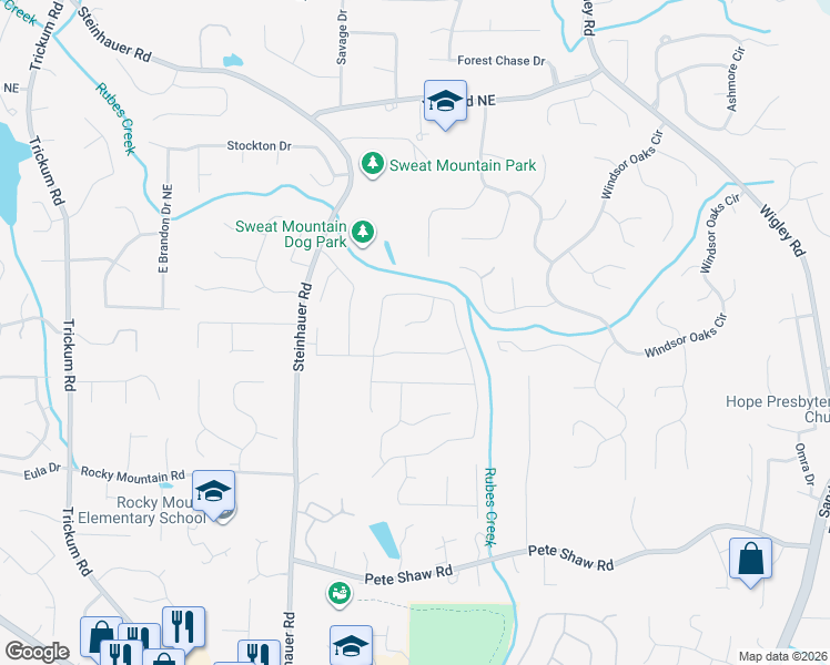 map of restaurants, bars, coffee shops, grocery stores, and more near 4312 Arbor Landing Drive in Marietta